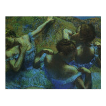 Blue Dancers by Edgar Degas, Vintage Impressionism Post Cards