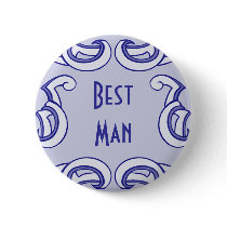 Blue Deco "Best Man" Pinback Button