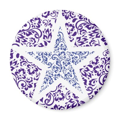 blue decorative floral star refrigerator magnets by VioDeSign