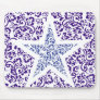 blue decorative floral star mouse mat
