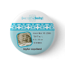 Blue Delight Birth Announcement Button