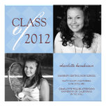 Blue diamond square photo graduation announcement