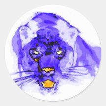 Blue Digital Pop Art Jaguar Round Sticker