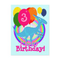 Blue Dinosaur Birthday Balloons 3 Postcard