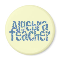 Blue Distressed Text Algebra Teacher Fridge Magnet