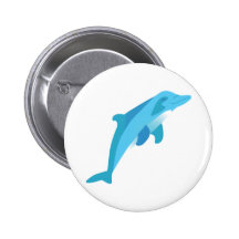 Blue Diving Dolphin Pinback Button