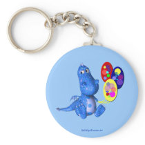 Blue Dragon And Balloons Keychain