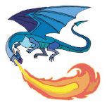 blue dragon breathing fire photo sculptures