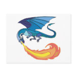 blue dragon breathing fire postcards