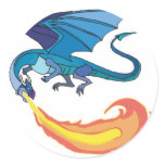 blue dragon breathing fire stickers