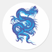 blue.dragon round sticker