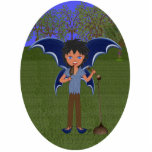 Blue Dragon Winged Musical Boy Faerie photo sculptures