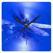 Blue Dragonfly Reflections Wallclocks