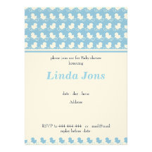 blue ducks in row baby shower invitation
