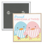 Blue Ducky Twin Boy & Girl Proud Grandma Pin