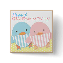 Blue Ducky Twin Boy & Girl Proud Grandma Pin