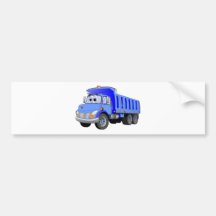 Blue Dump Truck Cartoon Bumper Sticker