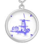 Blue Dutch Tile Personalized Necklace