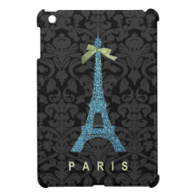 Blue Eiffel Tower in faux glitter