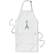 Blue Eiffel Tower in faux glitter Aprons