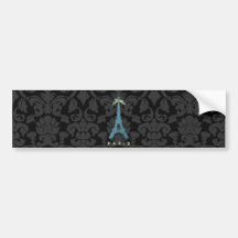 Blue Eiffel Tower in faux glitter Bumper Sticker