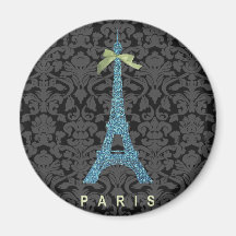Blue Eiffel Tower in faux glitter Magnets