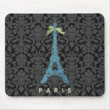 Blue Eiffel Tower in faux glitter Mousepads