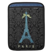 Blue Eiffel Tower in faux glitter Sleeve For iPads