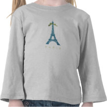 Blue Eiffel Tower in faux glitter Tee Shirts