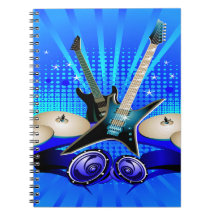 Blue Electric Guitars, Drums & Speakers Note Book