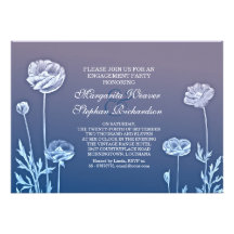 blue elegant beautiful engagement party invites