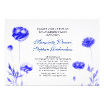 blue elegant engagement party invitations