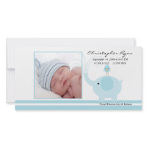 Blue Elephant Baby Boy Birth Annoucement