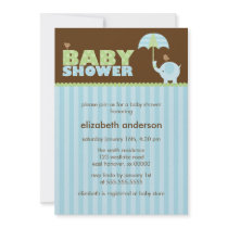Blue Elephant Baby Shower Invitations