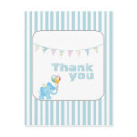 Blue elephant stripes thank you postcard