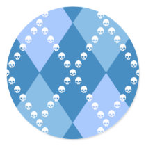 Blue Evil Argyle Round Stickers
