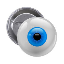 BLUE EYE BALL PINBACK BUTTON
