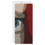 Blue eye from behind red bass close up rack cards