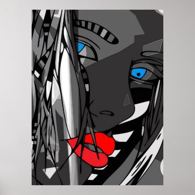 blue eyes - red lips poster by mayluna_a