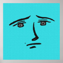 Blue Face Anime Large Canvas Print