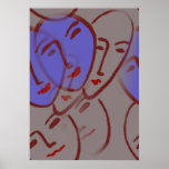 Blue Faces Abstract posters