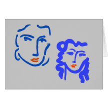Blue Faces Greeting Cards