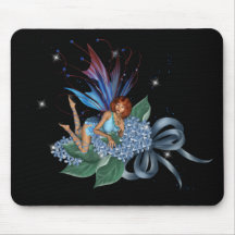 Blue Fae on Blue Flowers Design 1 Mousepad