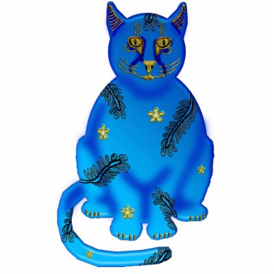 blue faience cat photo sculptures by wolffreeborn