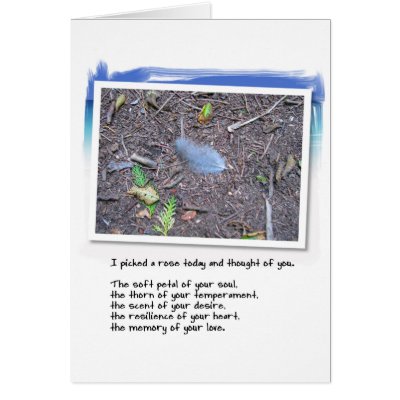 Blue Feather and Love Poem Card by orsobear