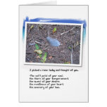 Blue Feather and Love Poem Card