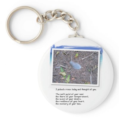 Blue Feather and Love Poem Key Chains by orsobear