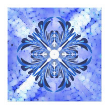 Blue Feather Fractal Wrapped Canvas Gallery Wrap Canvas
