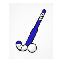 Blue Field Hockey Stick Personalised Invitation