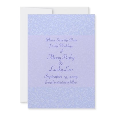 Blue Filigree & Lace Save the Date Announcement by mjakubo434